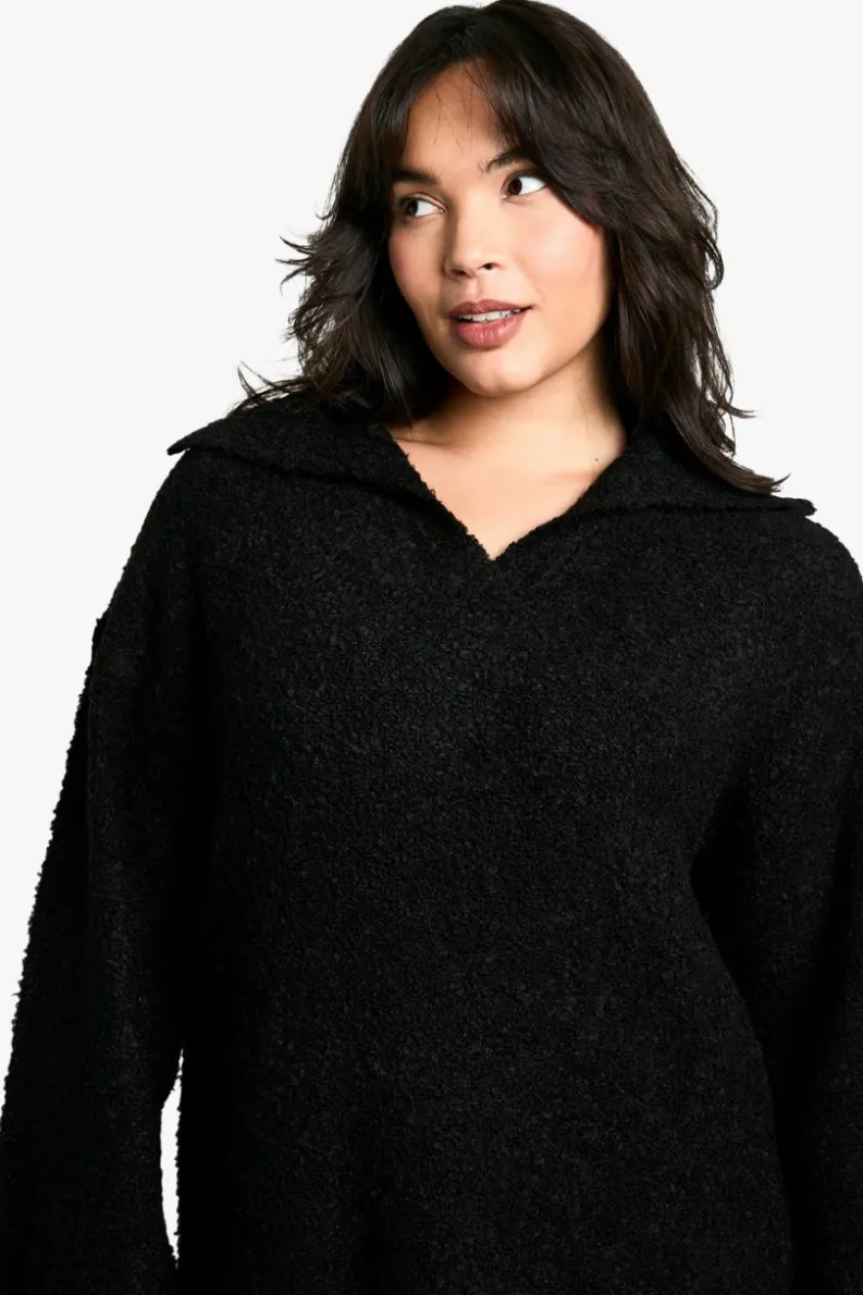 Jumper Dresses|Jumper Dresses*boohoo Plus Borg Oversized Collar Detail Mini Dress black