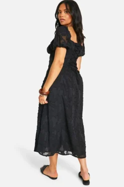 Smock Dresses|Midi Dresses*boohoo Plus Burnout Milkmaid Midi Dress black