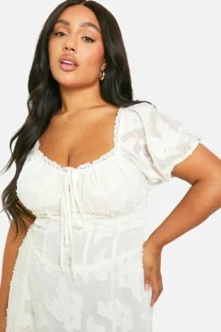 Smock Dresses|Midi Dresses*boohoo Plus Burnout Milkmaid Midi Dress white