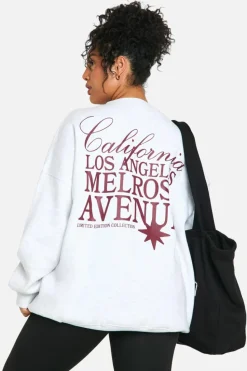Sweatshirts|Hoodies & Sweatshirts*boohoo Plus California Slogan Back Print Oversized Sweatshirt ash grey