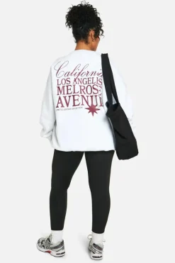 Sweatshirts|Hoodies & Sweatshirts*boohoo Plus California Slogan Back Print Oversized Sweatshirt ash grey