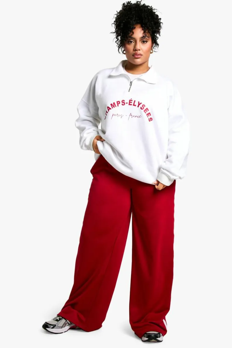 Sweatshirts|Hoodies & Sweatshirts*boohoo Plus Champ-Elysees Half Zip Sweatshirt ecru
