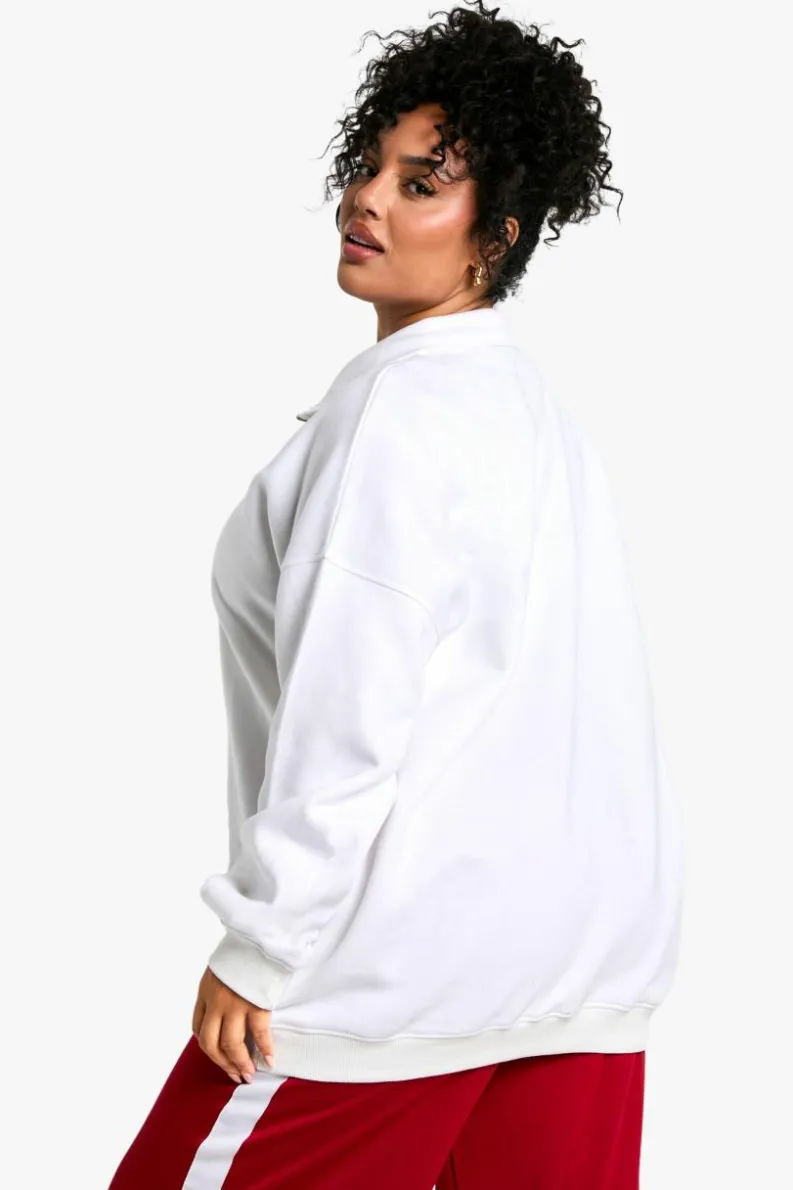 Sweatshirts|Hoodies & Sweatshirts*boohoo Plus Champ-Elysees Half Zip Sweatshirt ecru