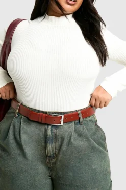 Belts*boohoo Plus Cherry Red Chunky Buckle Waist Belt burgundy