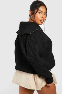 Cardigans*boohoo Plus Chunky Zip Through Cardigan black