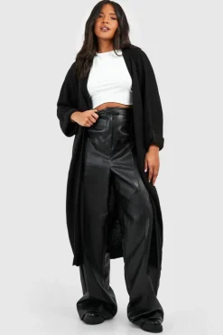 Cardigans|Knitwear*boohoo Plus Cocoon Oversized Rib Knit Cardigan black