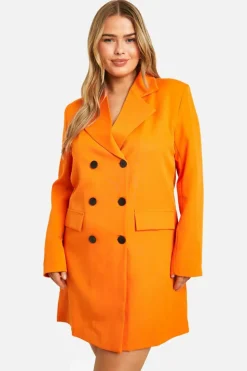 Blazer Dresses*boohoo Plus Contrast Button Blazer Dress orange
