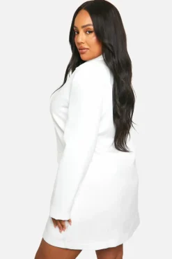 Blazer Dresses*boohoo Plus Contrast Button Blazer Dress white