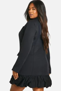 Blazer Dresses*boohoo Plus Contrast Puff Ball Blazer Dress black