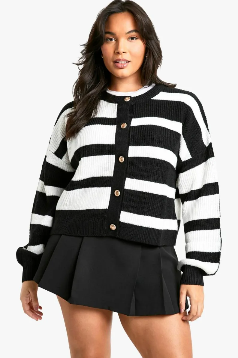 Cardigans*boohoo Plus Contrast Stripe Cardigan multi