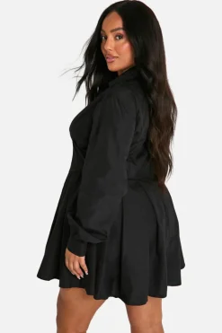 Shirt Dresses|Mini Dresses*boohoo Plus Corset Detail Shirt Dress black