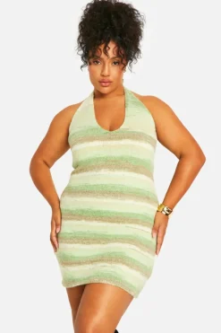 Jumper Dresses|Jumper Dresses*boohoo Plus Cowl Knitted Buckle Dress green
