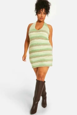 Jumper Dresses|Jumper Dresses*boohoo Plus Cowl Knitted Buckle Dress green