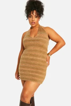 Jumper Dresses|Jumper Dresses*boohoo Plus Cowl Knitted Buckle Dress stone