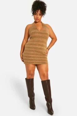 Jumper Dresses|Jumper Dresses*boohoo Plus Cowl Knitted Buckle Dress stone