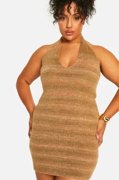 Jumper Dresses|Jumper Dresses*boohoo Plus Cowl Knitted Buckle Dress stone