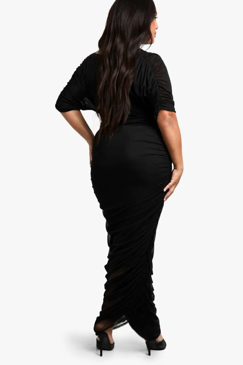 Bodycon Dresses*boohoo Plus Cowl Neck Ruched Midaxi Dress black