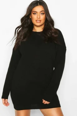 Jumper Dresses|Jumper Dresses*boohoo Plus Crew Neck Jumper Dress black