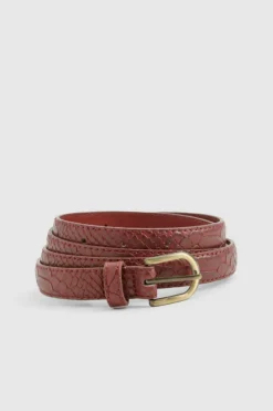 Belts*boohoo PLUS CROC SKINNY BELT berry
