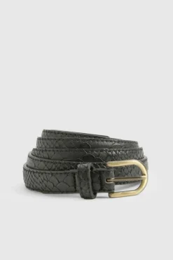 Belts*boohoo PLUS CROC SKINNY BELT black