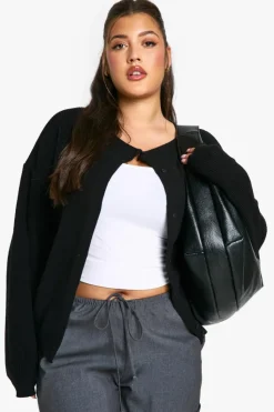 Cardigans|Jumpers & Cardigans*boohoo Plus Cropped Knitted Cardigan black