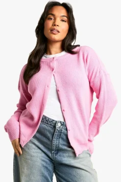 Cardigans|Jumpers & Cardigans*boohoo Plus Cropped Knitted Cardigan pink
