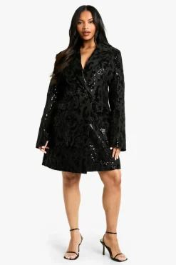 Blazer Dresses*boohoo Plus Demask Blazer Dress black
