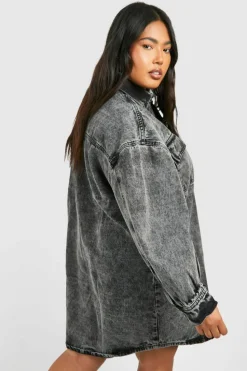 Shirt Dresses|Mini Dresses*boohoo Plus Denim Oversized Shirt Dress grey