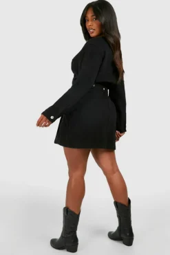 Wrap Dresses|Mini Dresses*boohoo Plus Denim Wrap Dress black
