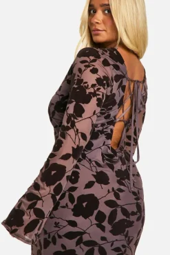 Bodycon Dresses|Maxi Dresses*boohoo Plus Devore Low Back Column Maxi Dress chocolate