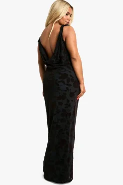 Maxi Dresses*boohoo Plus Devore Tie Shoulder Maxi Dress chocolate