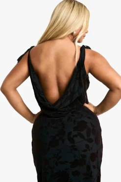 Maxi Dresses*boohoo Plus Devore Tie Shoulder Maxi Dress chocolate