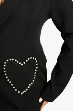 Blazer Dresses*boohoo Plus Diamante Heart Pocket Blazer Dress black