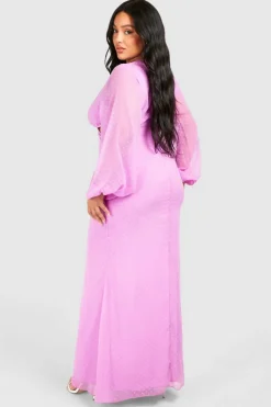 Skater Dresses*boohoo Plus Dobby Mesh Cut Out Maxi Dress purple