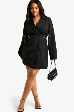 Blazer Dresses|Suits & Tailoring*boohoo Plus D-Ring Cinched Waist Blazer Dress black