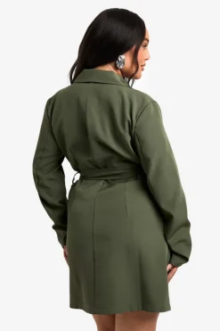 Blazer Dresses|Suits & Tailoring*boohoo Plus D-ring Utility Blazer Dress khaki