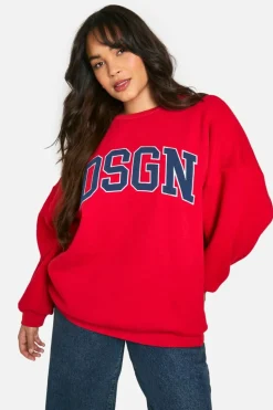 Sweatshirts|Dsgn Studio*boohoo Plus DSGN Applique Sweatshirt red