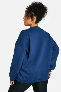 Sweatshirts|Hoodies & Sweatshirts*boohoo Plus DSGN Applique Sweatshirt navy