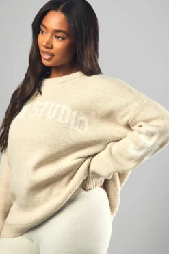 Jumpers|Dsgn Studio*boohoo Plus DSGN Crew Neck Jumper cream