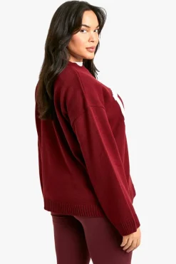 Jumpers|Dsgn Studio*boohoo Plus DSGN Crew Neck Knitted Jumper berry