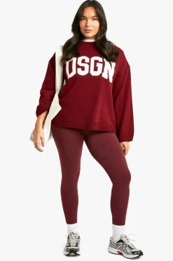 Jumpers|Dsgn Studio*boohoo Plus DSGN Crew Neck Knitted Jumper berry