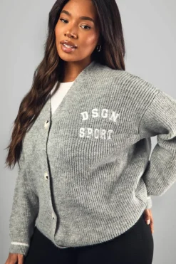 Cardigans|Dsgn Studio*boohoo Plus DSGN Sport Knitted Cardigan grey