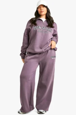 Sweatshirts|Dsgn Studio*boohoo Plus Dsgn Studio Applique Oversized Half Zip Sweatshirt grape