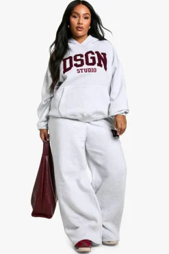 Sweatshirts|Athleisure*boohoo Plus Dsgn Studio Towelling Applique Oversized Hoodie ash grey