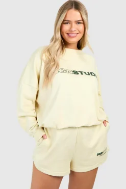 Sweatshirts|Hoodies & Sweatshirts*boohoo Plus Dsgn Studio Washed Oversized Sweatshirt lemon