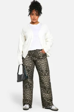 Cardigans*boohoo Plus Fine Gauge Cinched Waist Cardigan ecru