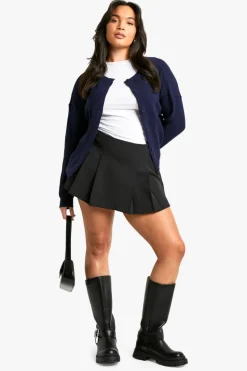 Cardigans|Jumpers & Cardigans*boohoo Plus Fine Gauge Crew Neck Cardigan navy