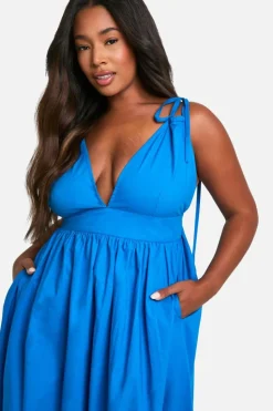 Smock Dresses*boohoo Plus Floral Cotton Tiered Maxi Dress blue