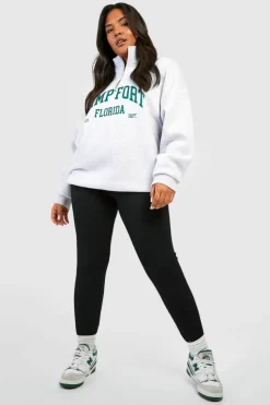 Sweatshirts|Athleisure*boohoo Plus Florida Varsity Half Zip ash grey