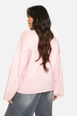 Jumpers|Jumpers & Cardigans*boohoo Plus Fluffy Knit Jumper baby pink